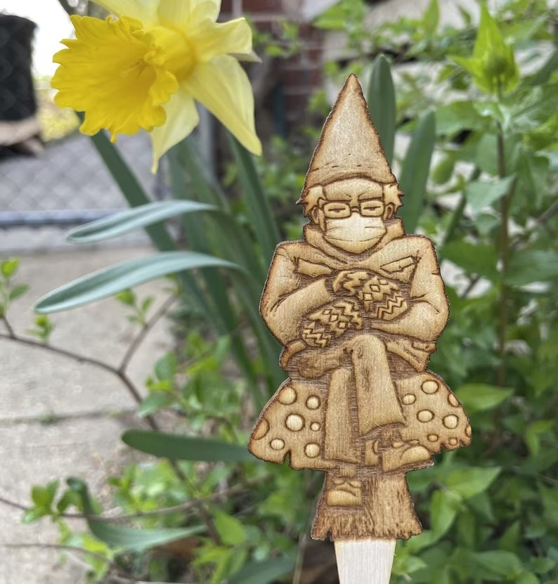 Bern in a fern - Grumpy Bernie Garden Gnome Plant/Garden Stake