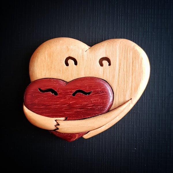 😍A Hug From My Heart For You✨Handmade Wood Carvings