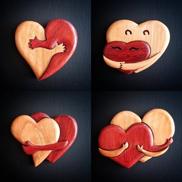 😍A Hug From My Heart For You✨Handmade Wood Carvings
