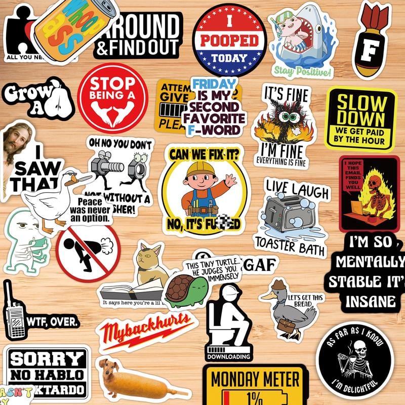 150 funny stickers for adults  ,Suitable for bumpers, safety helmets, water bottles, colleagues, computers