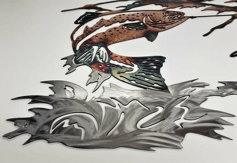 Solo Mallard Hunting & Trout Fishing Scene Metal Wall Art-BUY 2 FREE SHIPPING