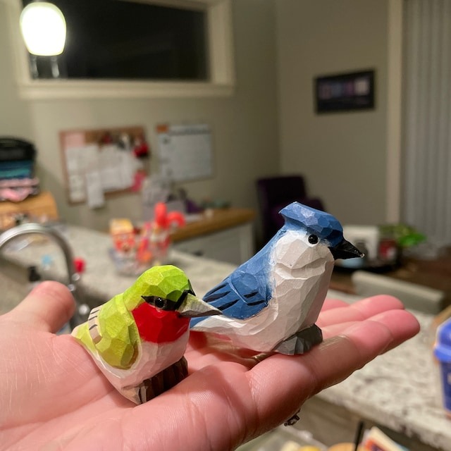 🐦Adorable Miniature Wooden Bird Statue😍