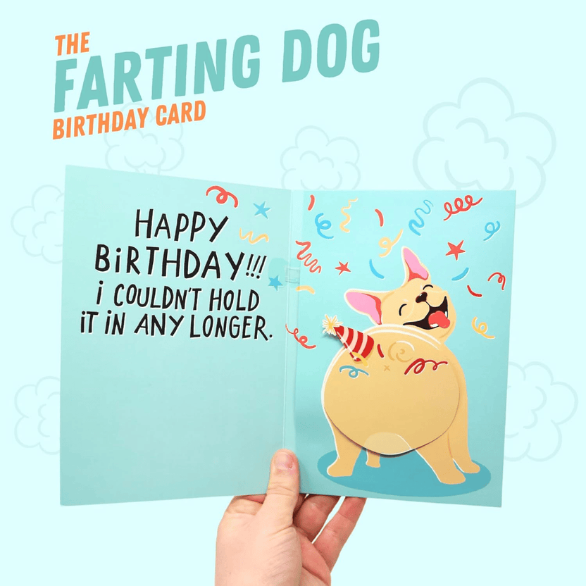Farting Dog Birthday Card - Funny Birthday Card for Men Women Kids