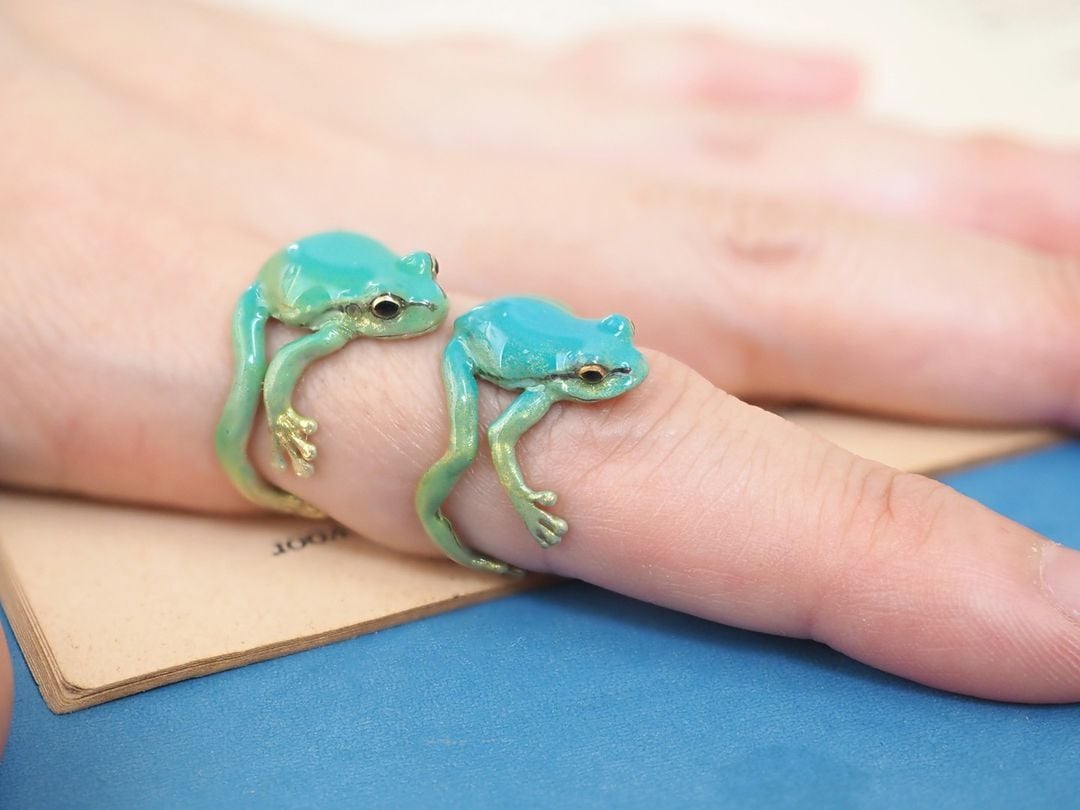 Latest-Tree Frog Ring & Earrings