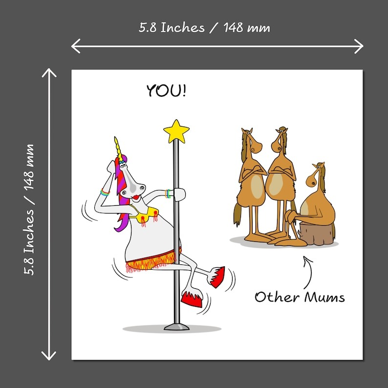 🤣Funny Mothers Day Card: Unicorn Horse Unique Standout Special Humorous Gift🎁