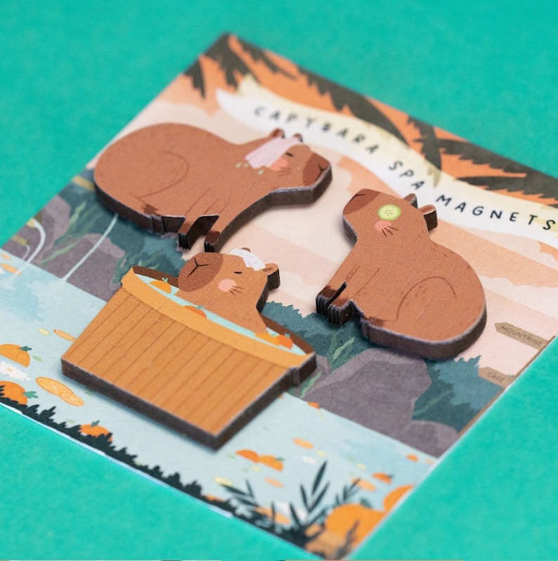 💖Cute Capybaras Card Gift😍Adorable Capybara Spa Magnets🎁