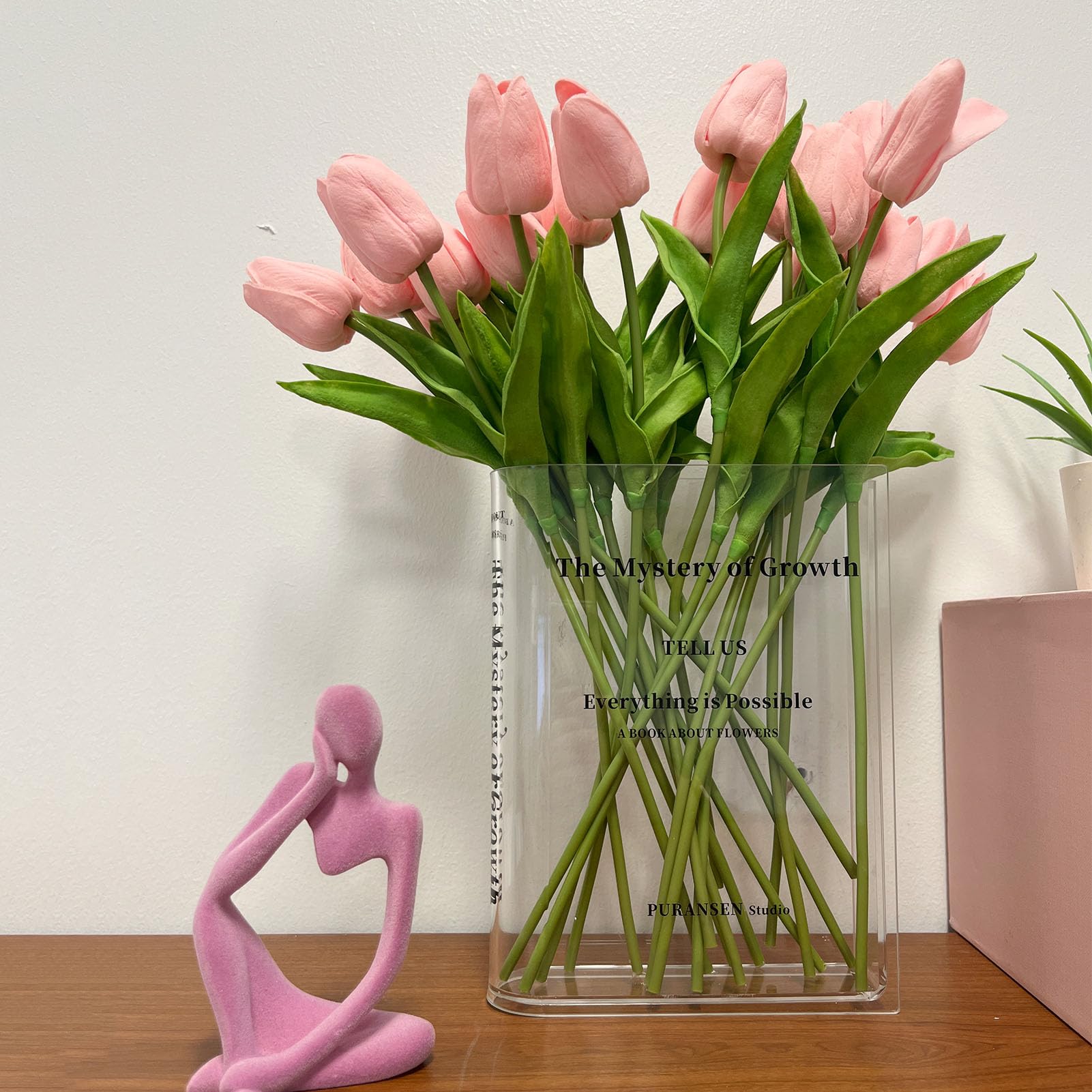 Modern Aesthetic Vase for Bookshelf&Home Decor (Clear)