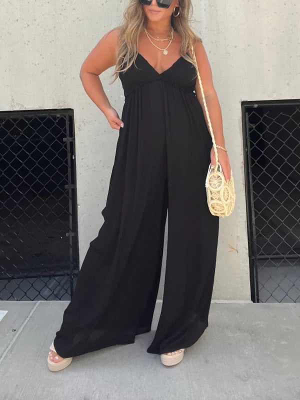 🔥BIG SALE 49% OFF🔥🔥V-Neck Effortless Wide Leg Jumpsuit