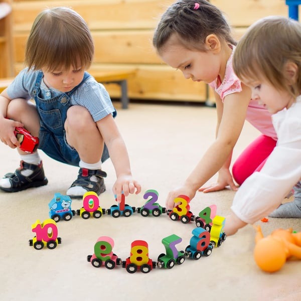 🔥HOT SALE - Numbers And Letters Magnetic Train Puzzle Wooden Toy Car💞