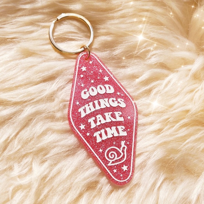 💖Positive Affirmation Glitter Motel Keychain🥰