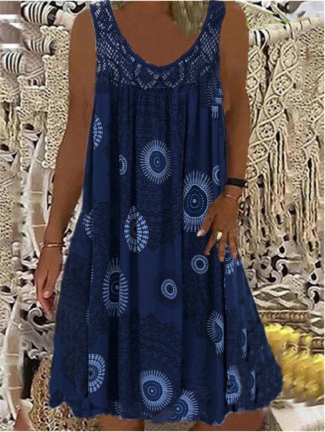🔥Last Day Promotion 50% OFF🔥 - Women Summer O-Neck Sleeveless Print Dress
