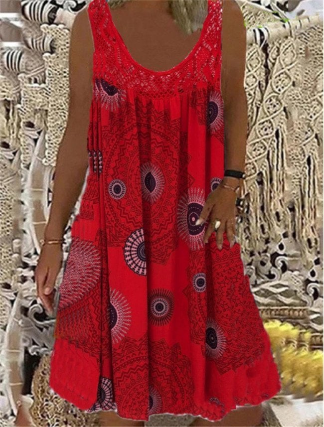 🔥Last Day Promotion 50% OFF🔥 - Women Summer O-Neck Sleeveless Print Dress