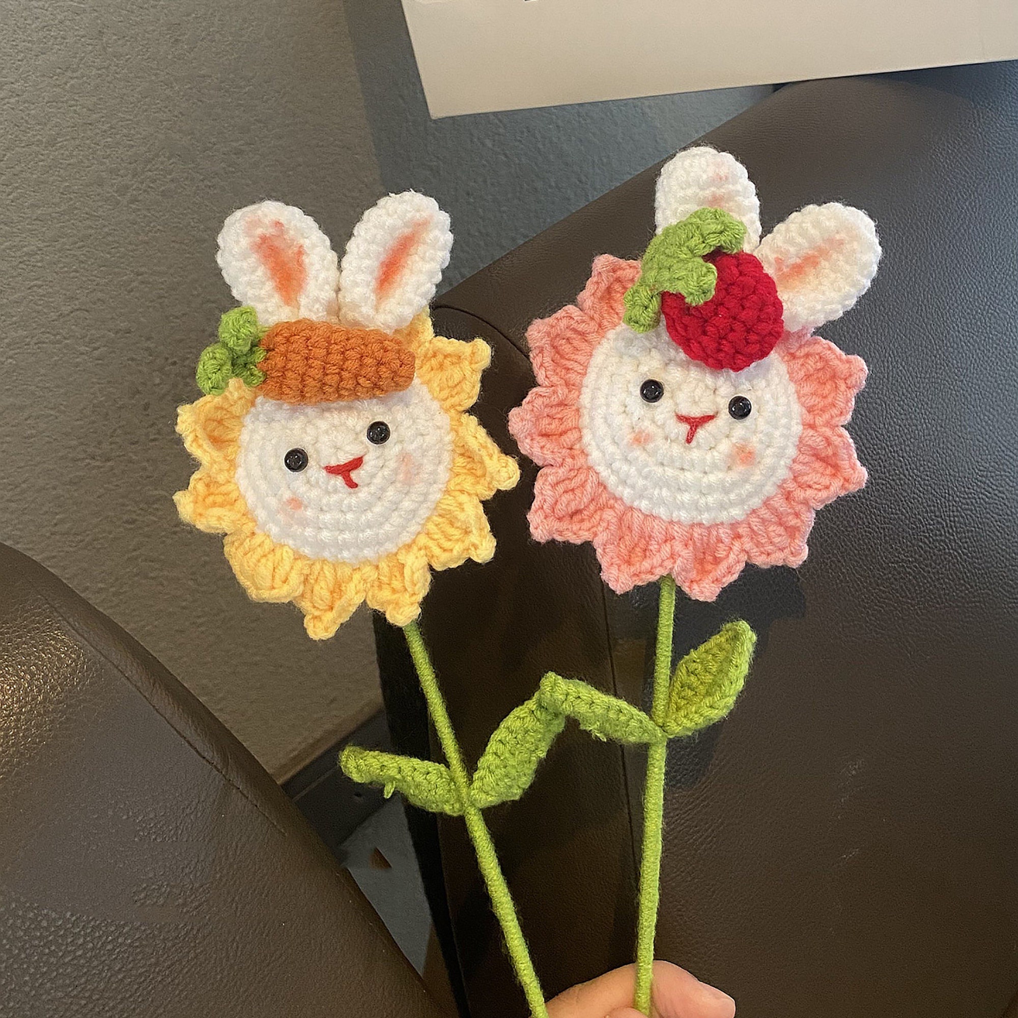 Knitted Sunflower Bunny Bouquet