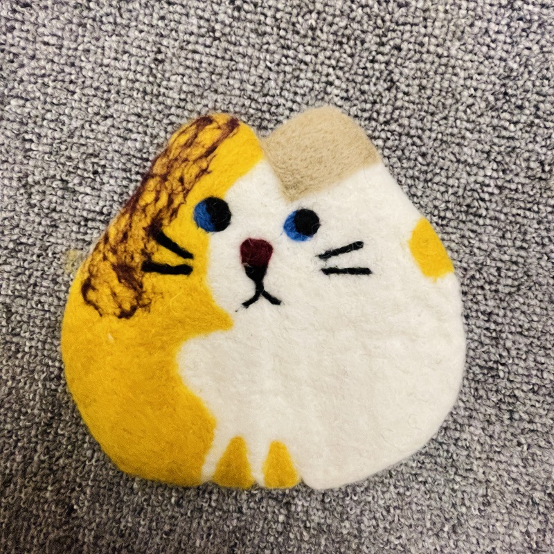 🐱Cute Handmade Wool Felt Animal Kitty Cat Cup Coasters