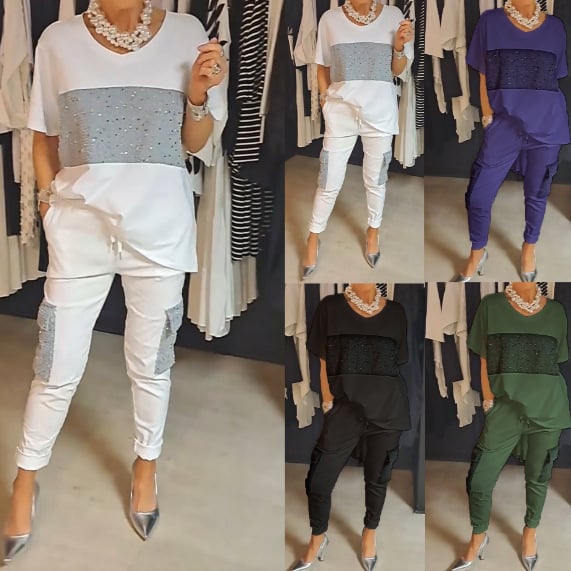 Casual Crew Neck Sequin Two-piece Suit——🔥(BUY 2 FREE SHIPPING)🔥