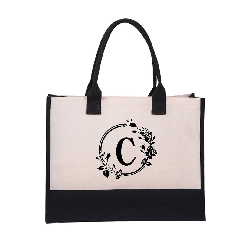 New Year Sale- SAVE 50% OFF🎁Perfect Gift-DIY Letter Canvas Bag Women Hit Color Simple Shoulder Shopping Tote Handbag