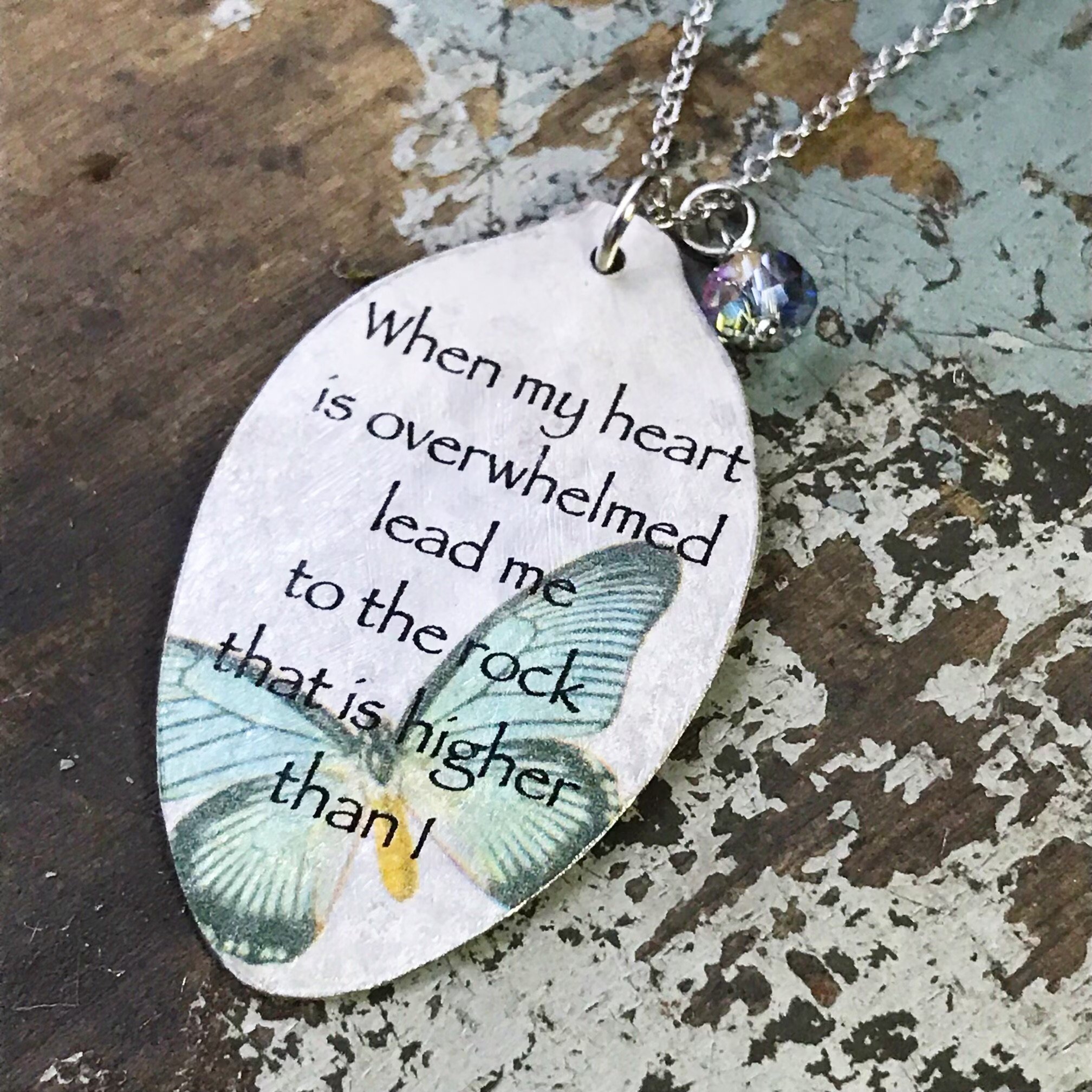 🔥Black Friday Pre - Sale 80% OFF!!🔥 - When My Heart Is Overwhelmed Butterfly Necklace, Bible Verse Pendant