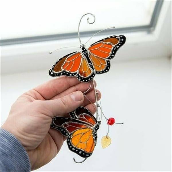💖Stained monarch butterfly glass window decor🦋