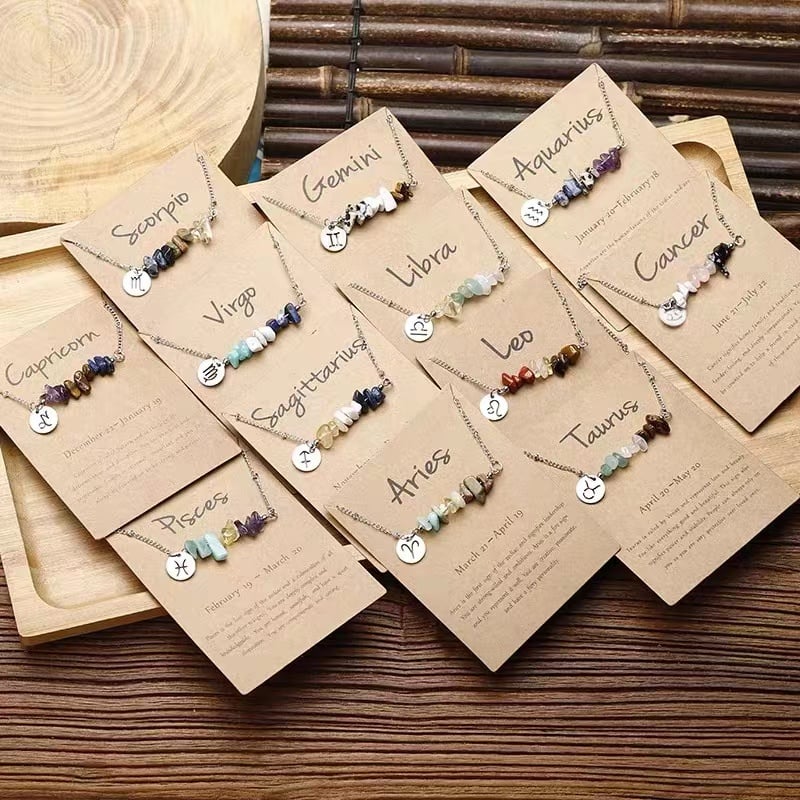 Last Day 50%OFF- Handmade Natural Stone Zodiac Sign Necklace
