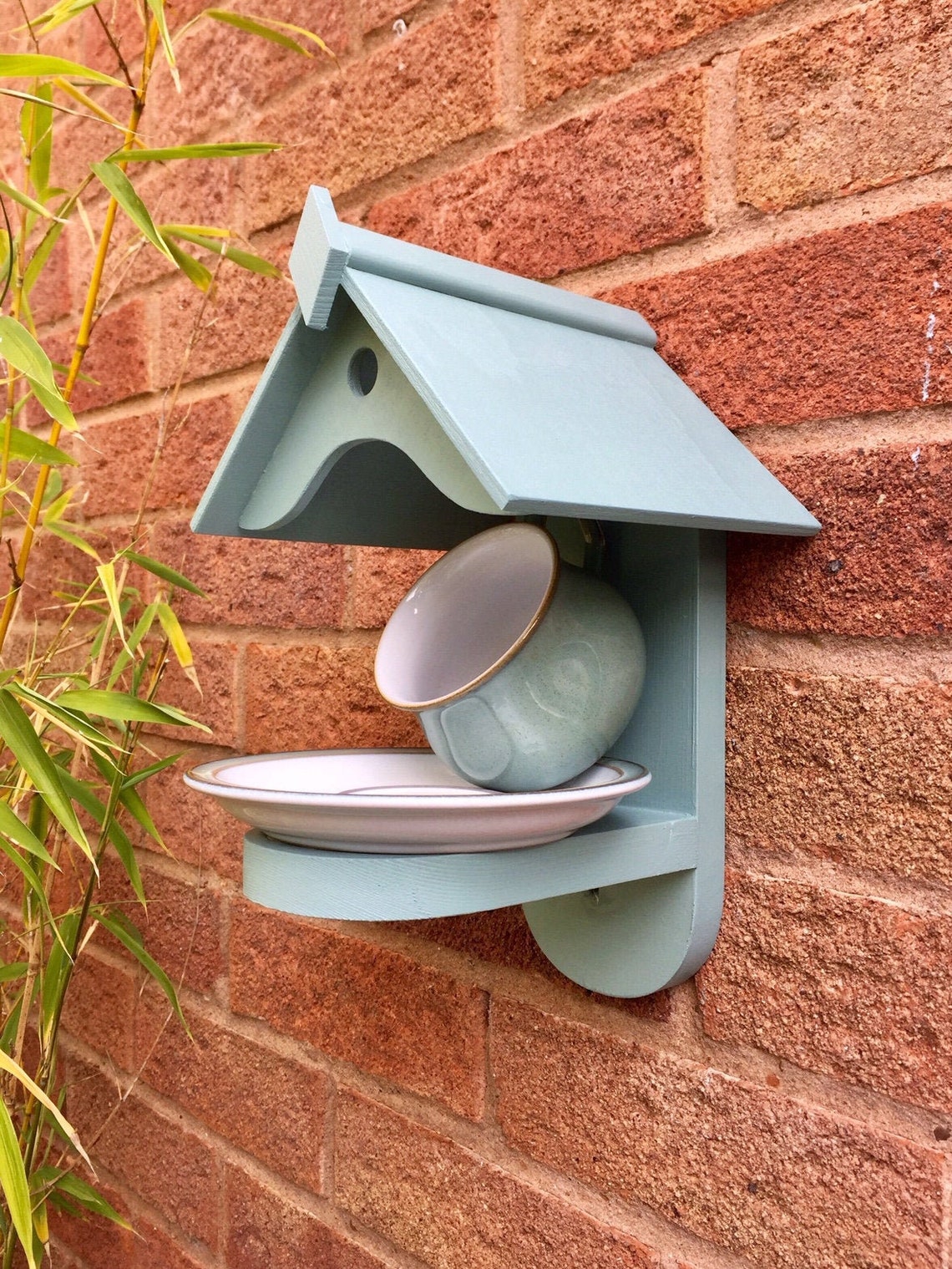 William Morris Teal Teapot Bird House and Feeder