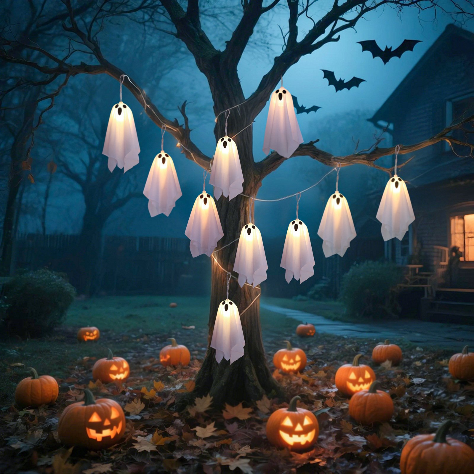 🏆50K+ SOLD! 💥Hanging Ghost Lights – Halloween Home & Garden Decor