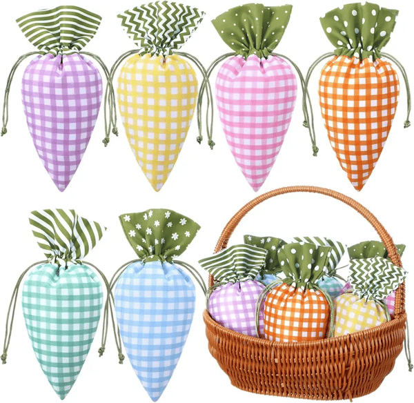 ✨Easter Carrot Goodie Bags Fabric Drawstring Candy Bags🐰