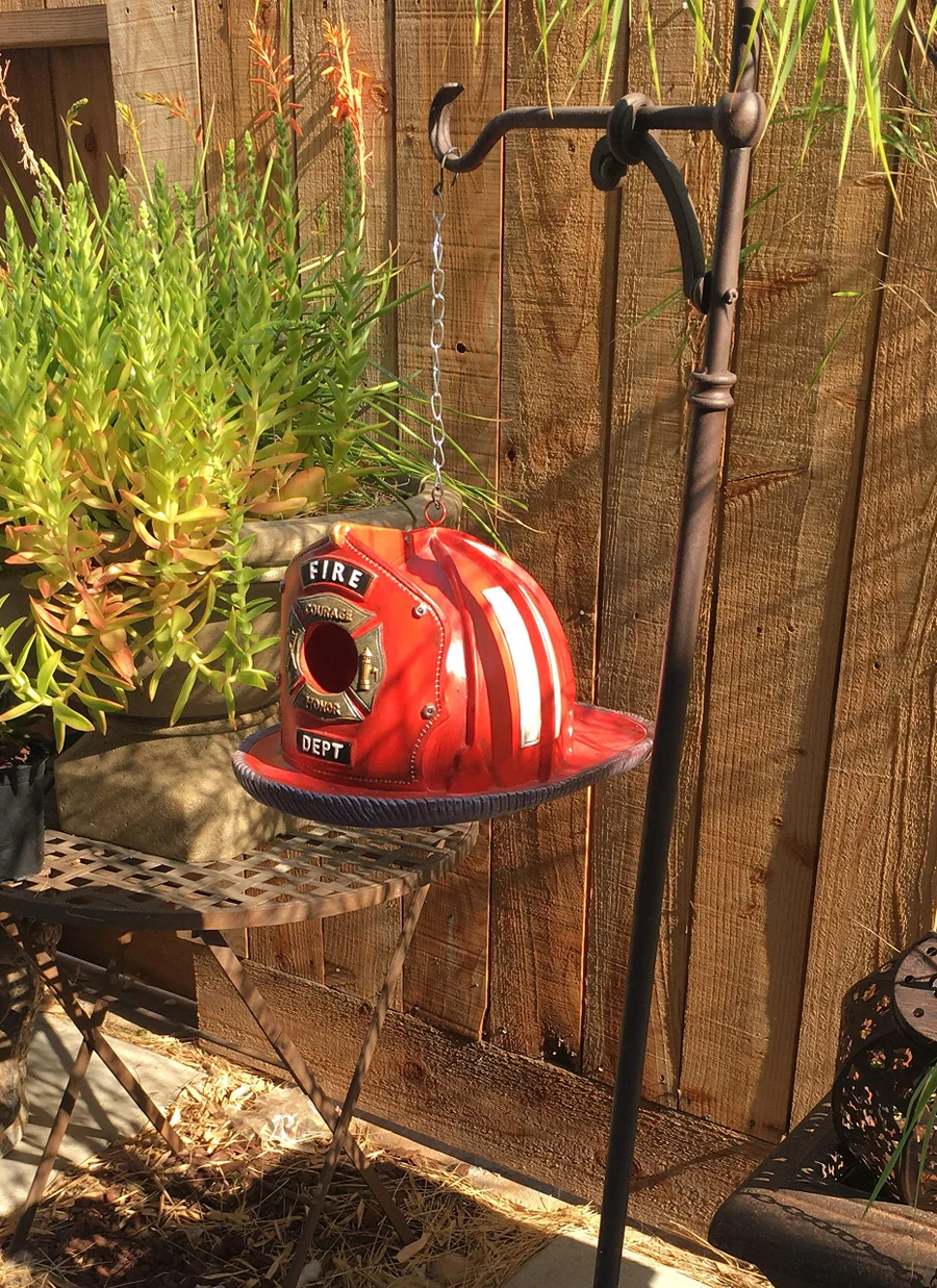 💖HOT SALE 49% OFF-🐦Retro Red Firefighter Helmet Bird House
