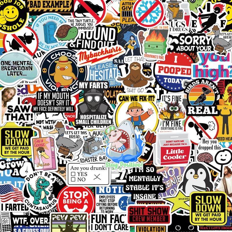 150 funny stickers for adults  ,Suitable for bumpers, safety helmets, water bottles, colleagues, computers