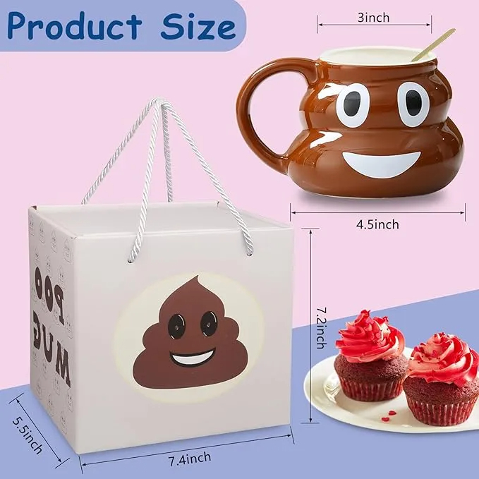 💩Naughty Prank Poop Emoji Ceramics Mug With Spoon