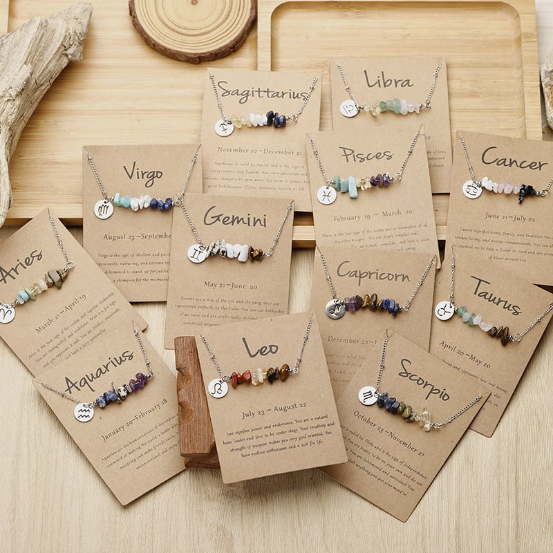 Last Day 50%OFF- Handmade Natural Stone Zodiac Sign Necklace