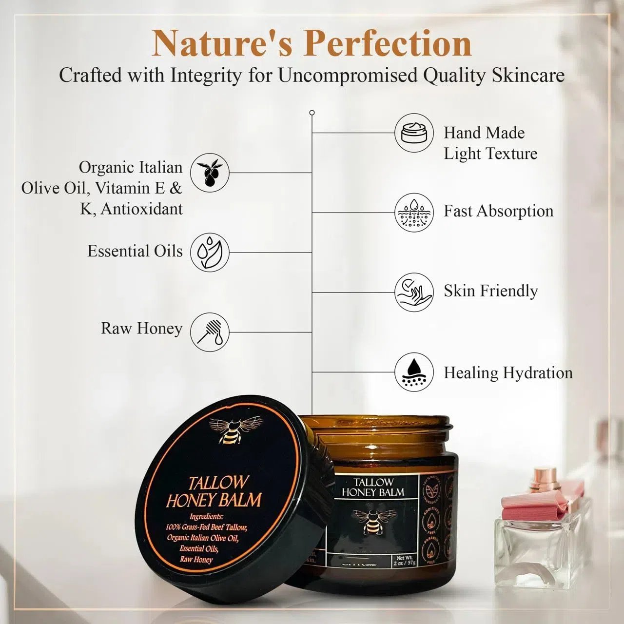 🍃Spring Skin Care Hot Sale 49% OFF - Organic Grass-Fed Beef Tallow Balm with Raw Honey