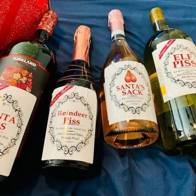 🎄🍷Christmas Funny Novelty Bottle Labels（Set of 5）