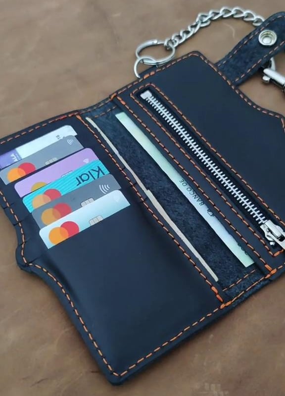 🎁 Father's Day Limited Edition-Handcrafted Leather Long Biker Wallet