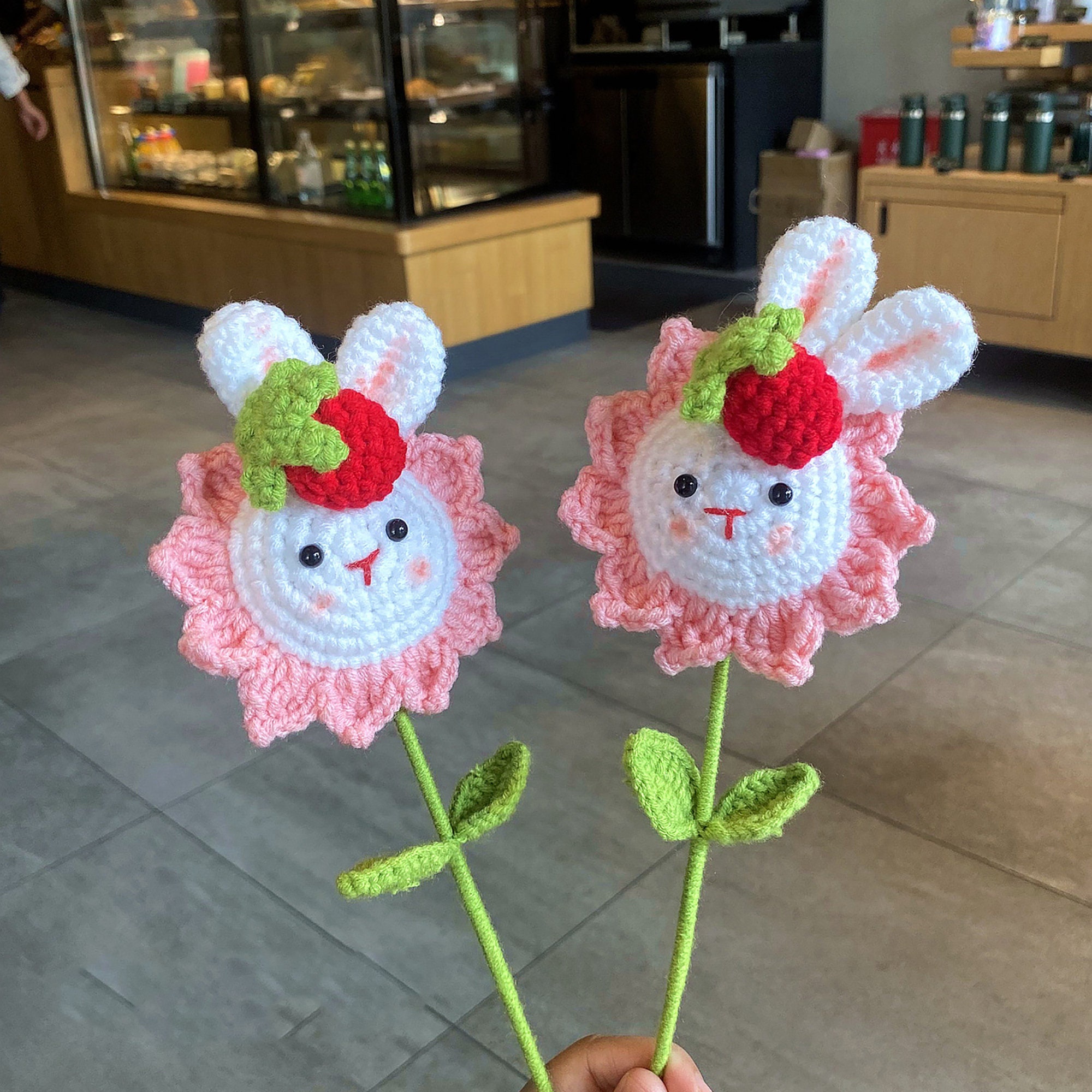 Knitted Sunflower Bunny Bouquet