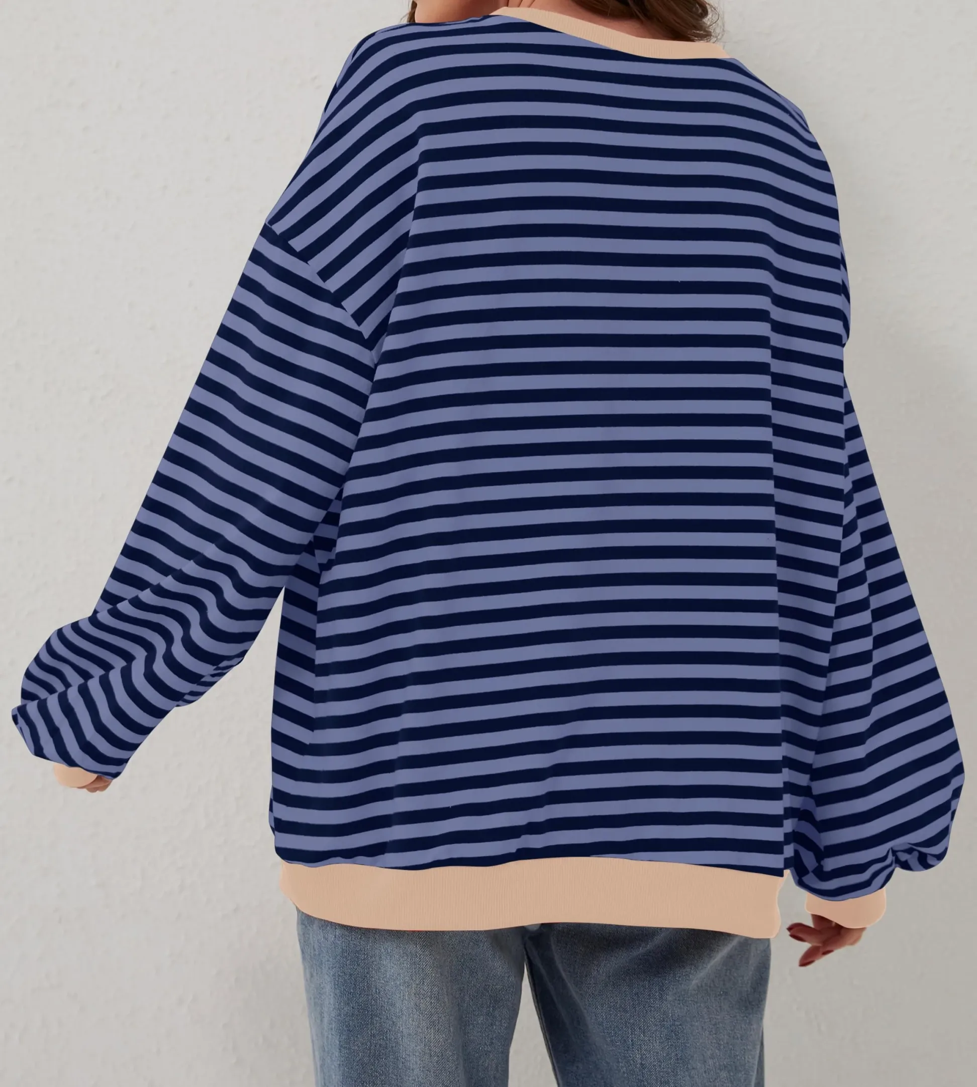 WOMEN'S OVERSIZED STRIPED LONG SLEEVE PULLOVER (BUY 2 FREE SHIPPING)