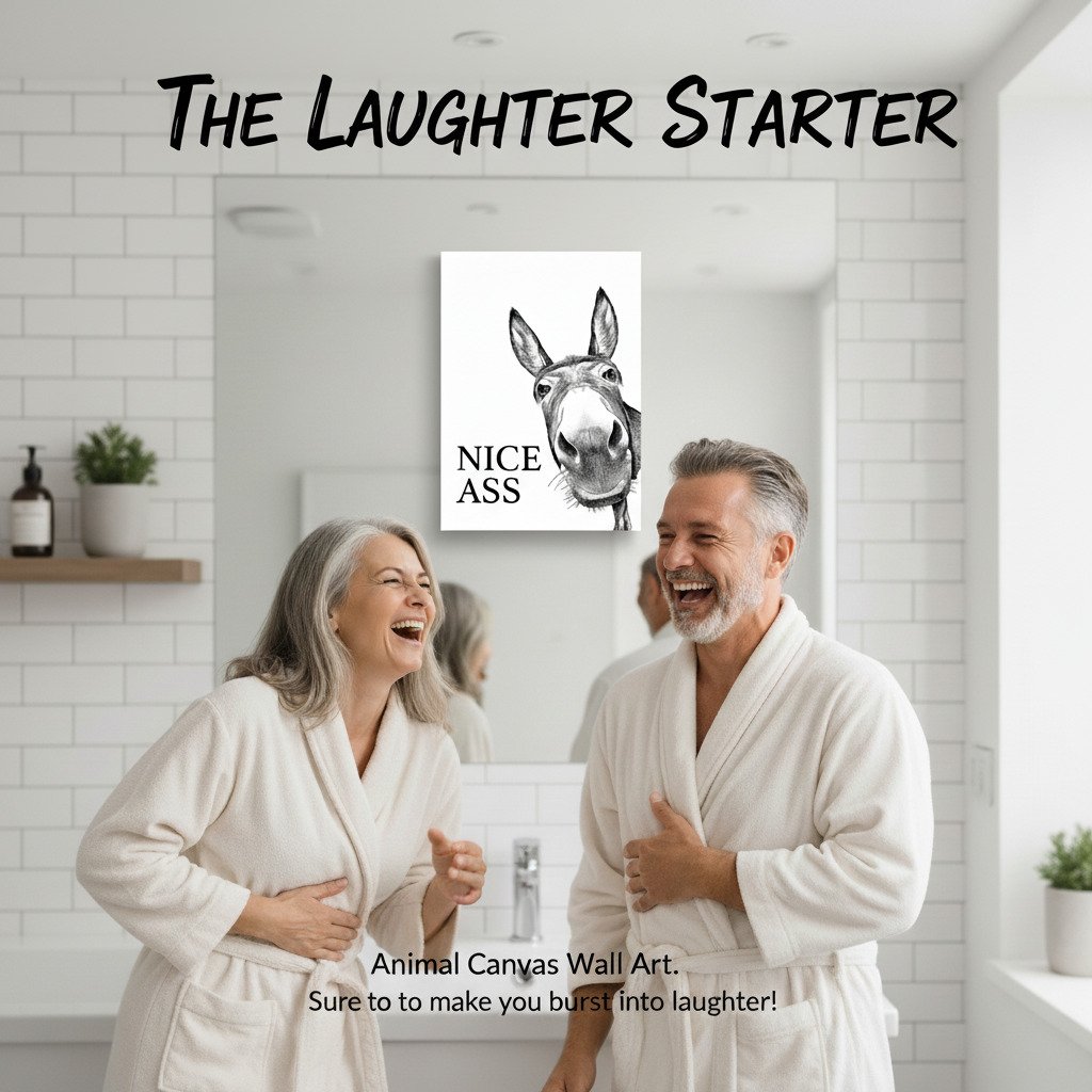 🔥🔥New Year 50% Off-Funny Bathroom Wall Art - "Nice Ass" Donkey Print(No Frame)