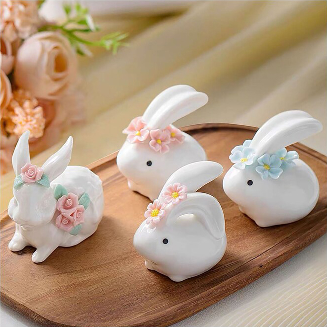 🐇 Charming White Ceramic Rabbit Statue 🌿