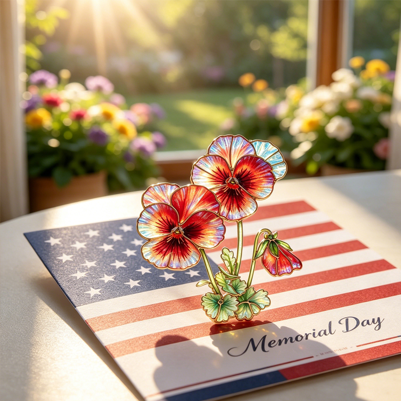 Unisex US Memorial Day Poppy Exquisite Brooch