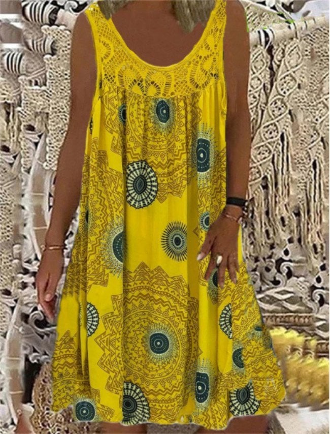 🔥Last Day Promotion 50% OFF🔥 - Women Summer O-Neck Sleeveless Print Dress