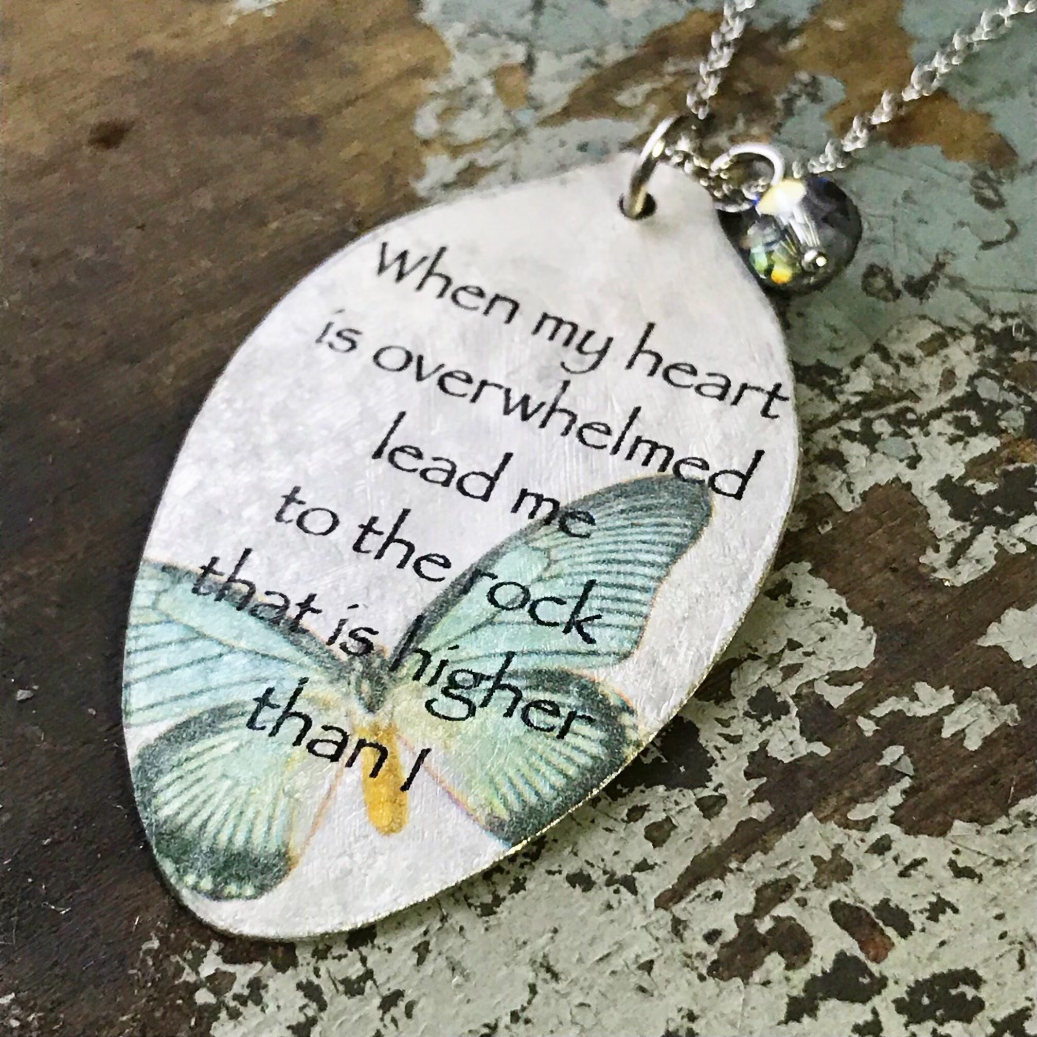 🔥Black Friday Pre - Sale 80% OFF!!🔥 - When My Heart Is Overwhelmed Butterfly Necklace, Bible Verse Pendant