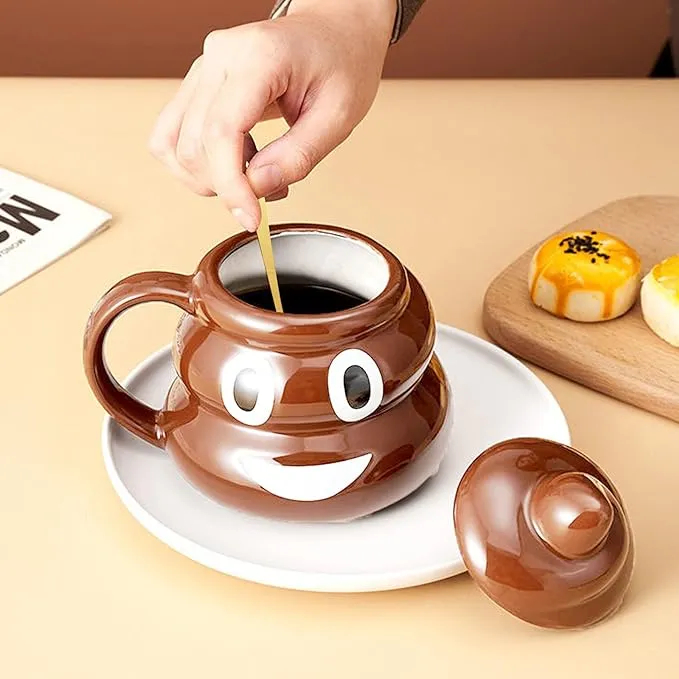 💩Naughty Prank Poop Emoji Ceramics Mug With Spoon