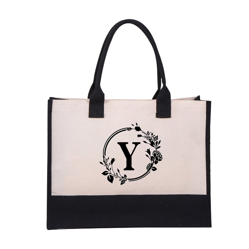 New Year Sale- SAVE 50% OFF🎁Perfect Gift-DIY Letter Canvas Bag Women Hit Color Simple Shoulder Shopping Tote Handbag