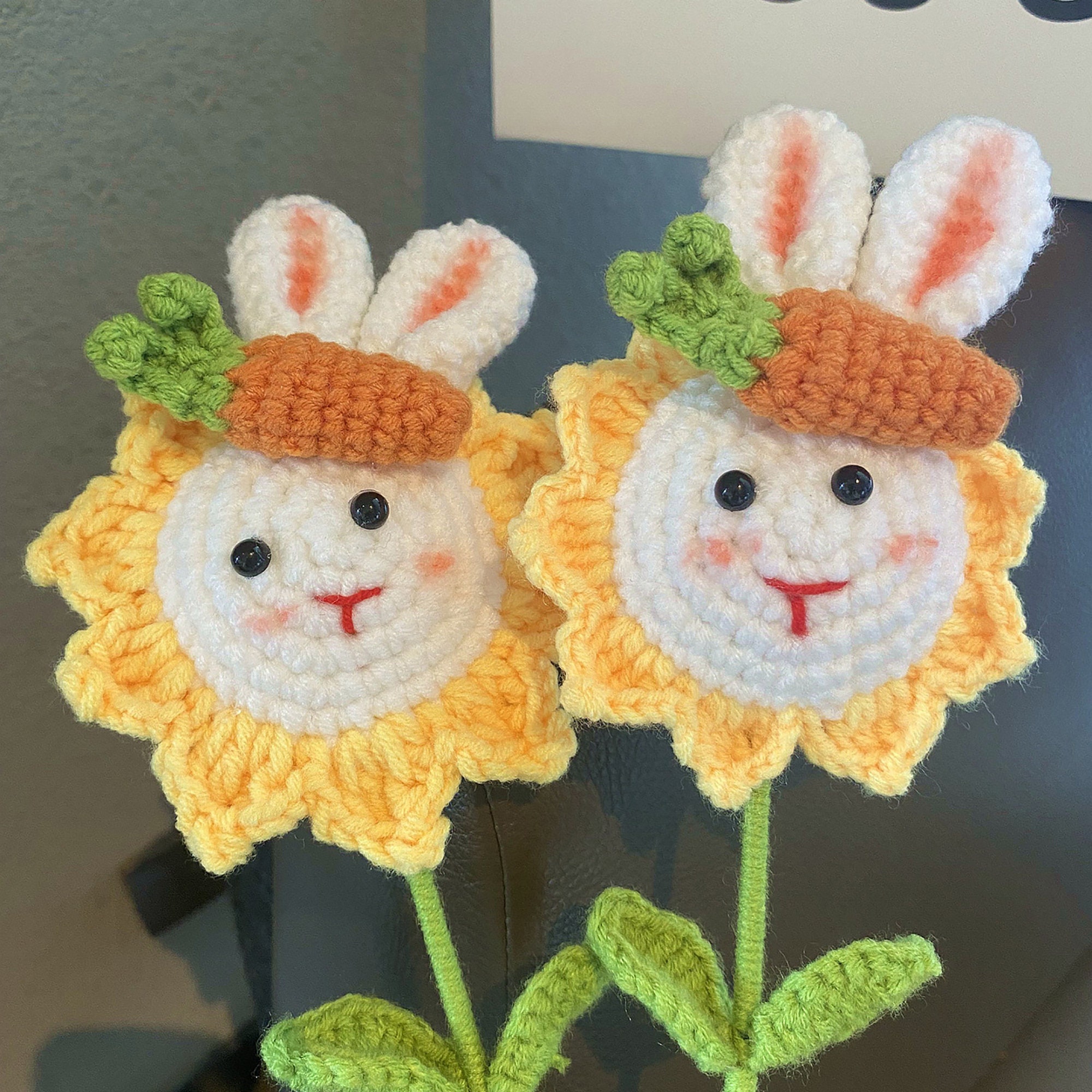 Knitted Sunflower Bunny Bouquet