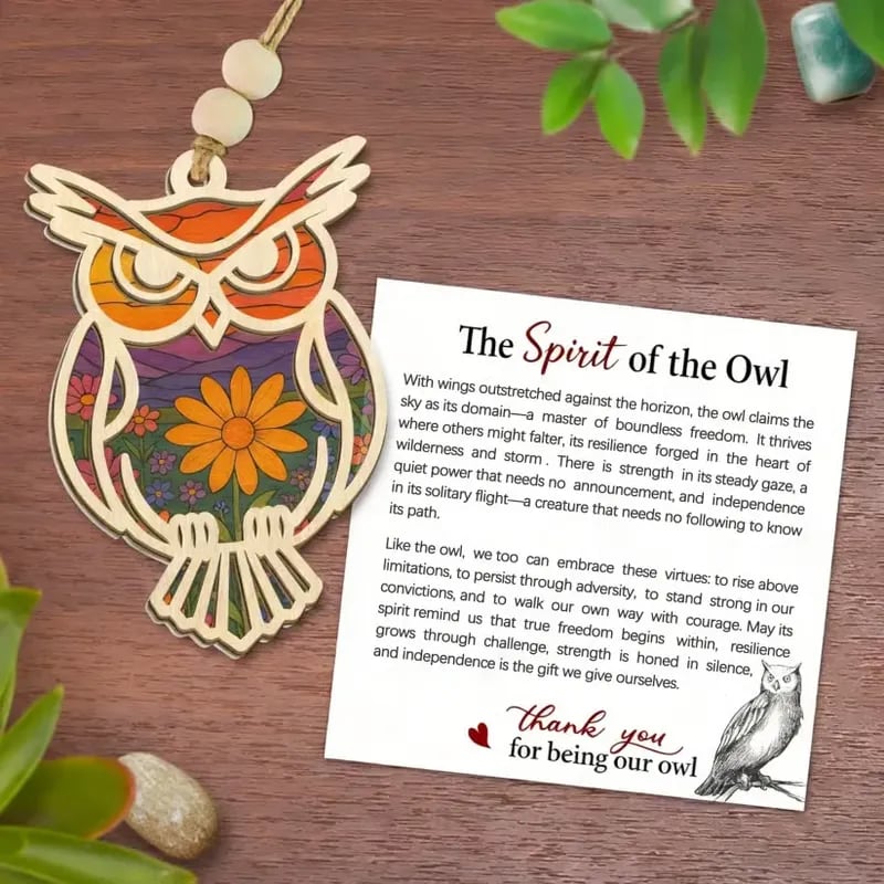 🔥LAST DAY 50% OFF - 🦉Handmade Owl Suncatcher Ornament with Card