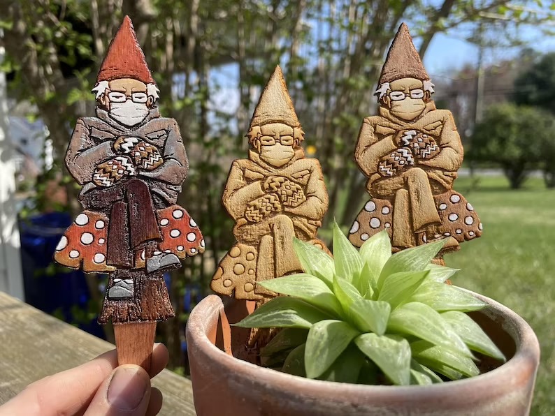 Bern in a fern - Grumpy Bernie Garden Gnome Plant/Garden Stake