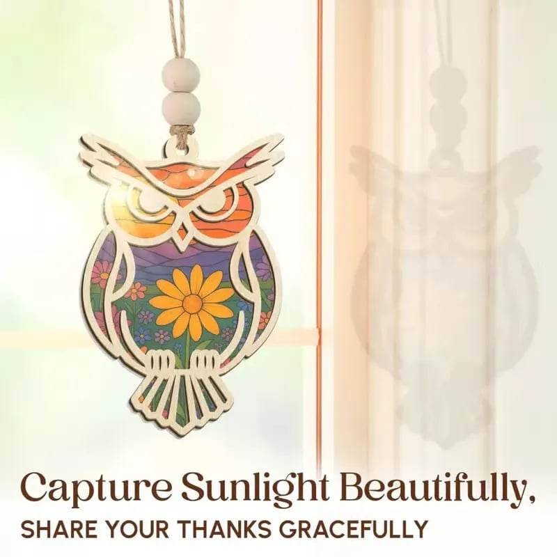 🔥LAST DAY 50% OFF - 🦉Handmade Owl Suncatcher Ornament with Card