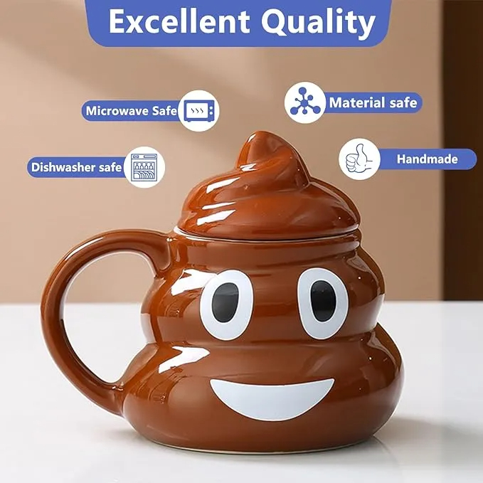 💩Naughty Prank Poop Emoji Ceramics Mug With Spoon