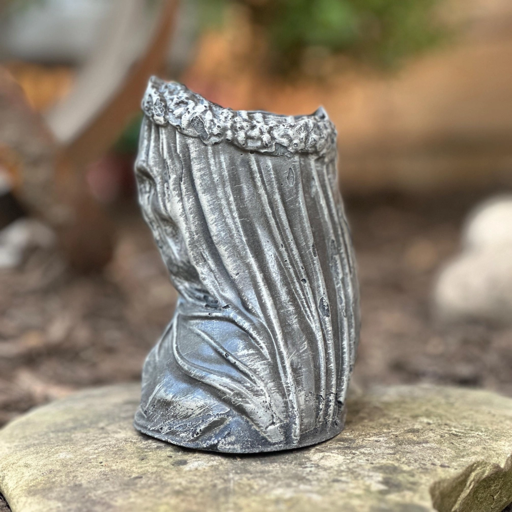 Veiled Skull Planter, Horror Pot, Cement Planter 1