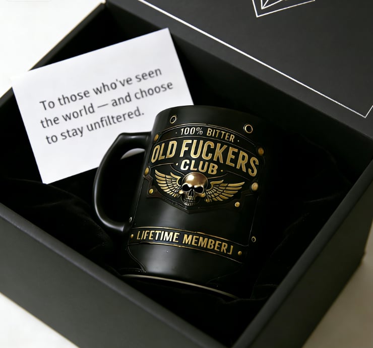 ☕ OLD FUCKERS CLUB Mug - 100% Bitter, Always Real. Lifetime Member. 😎💀