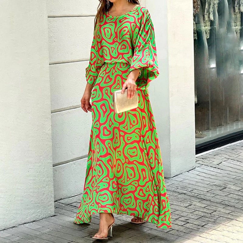 🎁💝2024 Mother’s Day Gifts - Swirl Slit Sleeve Maxi Dress Set